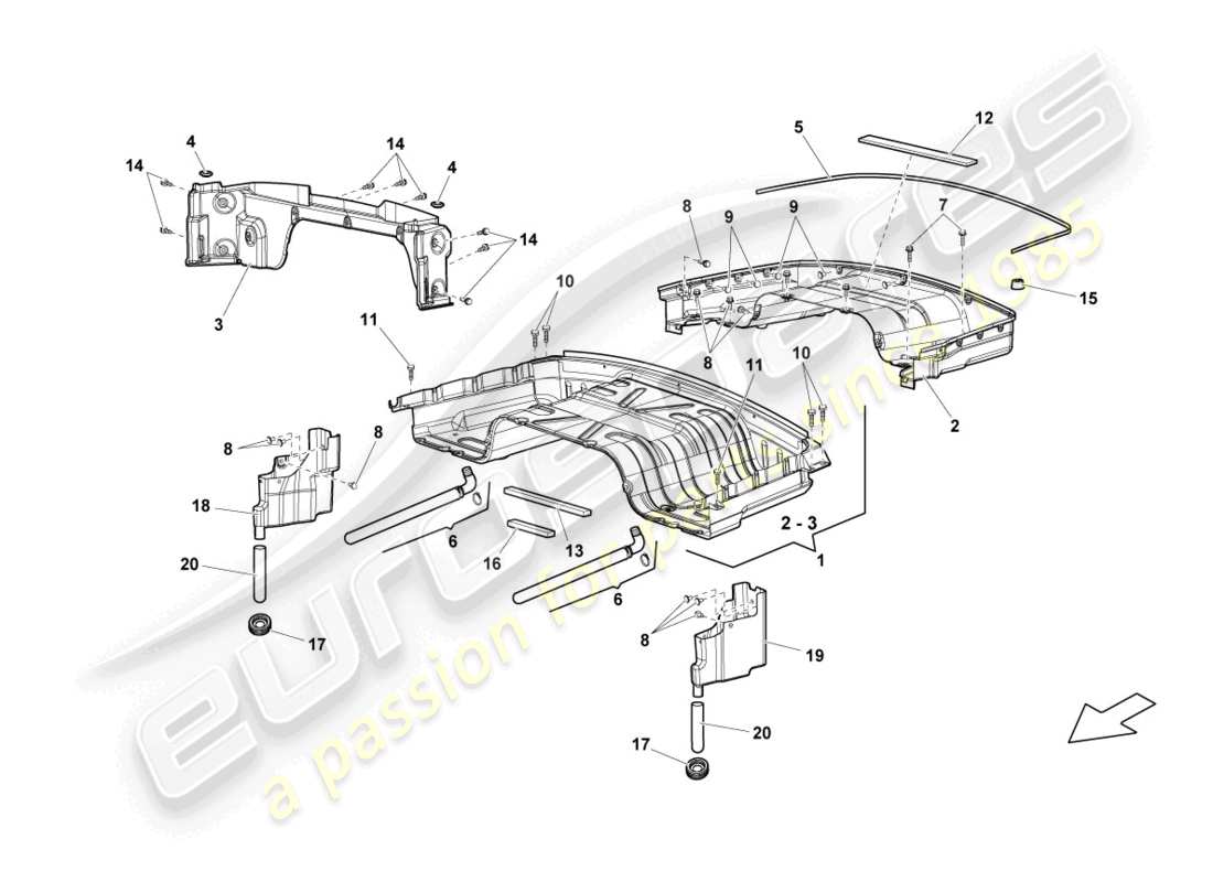 lamborghini lp550-2 spyder (2014) cassetto portaoggetti superiore convertibile schema delle parti