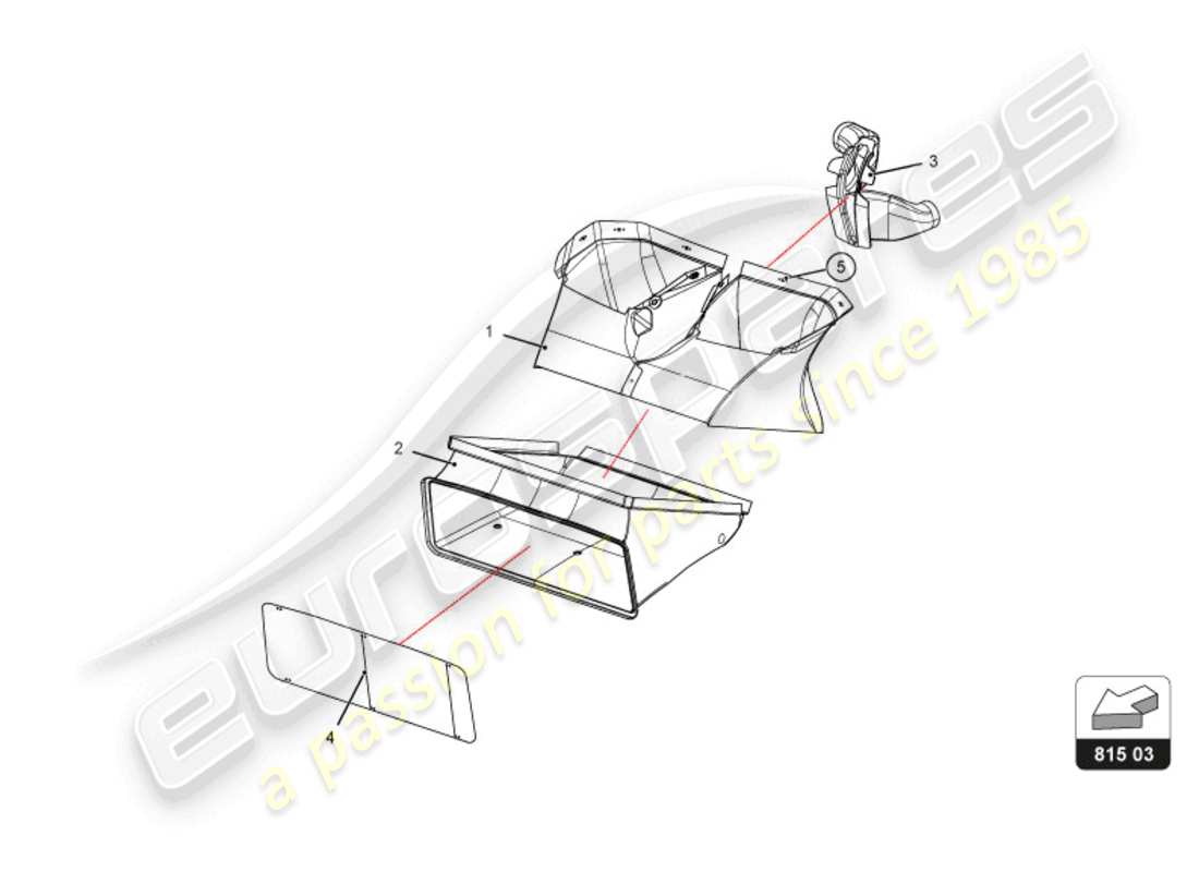 lamborghini super trofeo evo 2 (2022) schema delle parti condotto aria anteriore