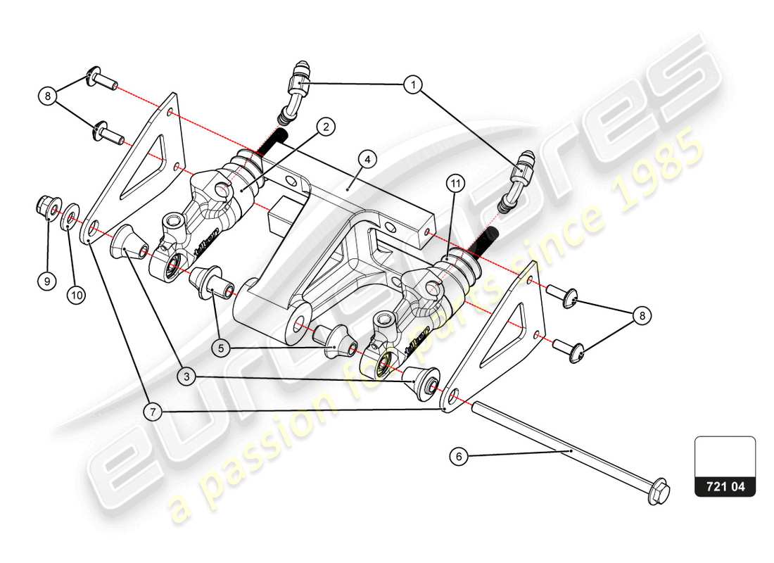 lamborghini super trofeo evo 2 (2022) diagramma delle parti del gruppo pedaliera