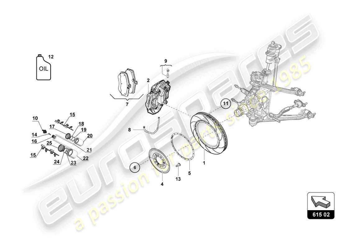 lamborghini super trofeo (2016) dischi freni posteriori schema delle parti