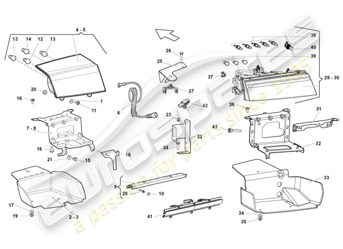 lamborghini lp570-4 sl (2013) diagramma delle parti del fanale posteriore