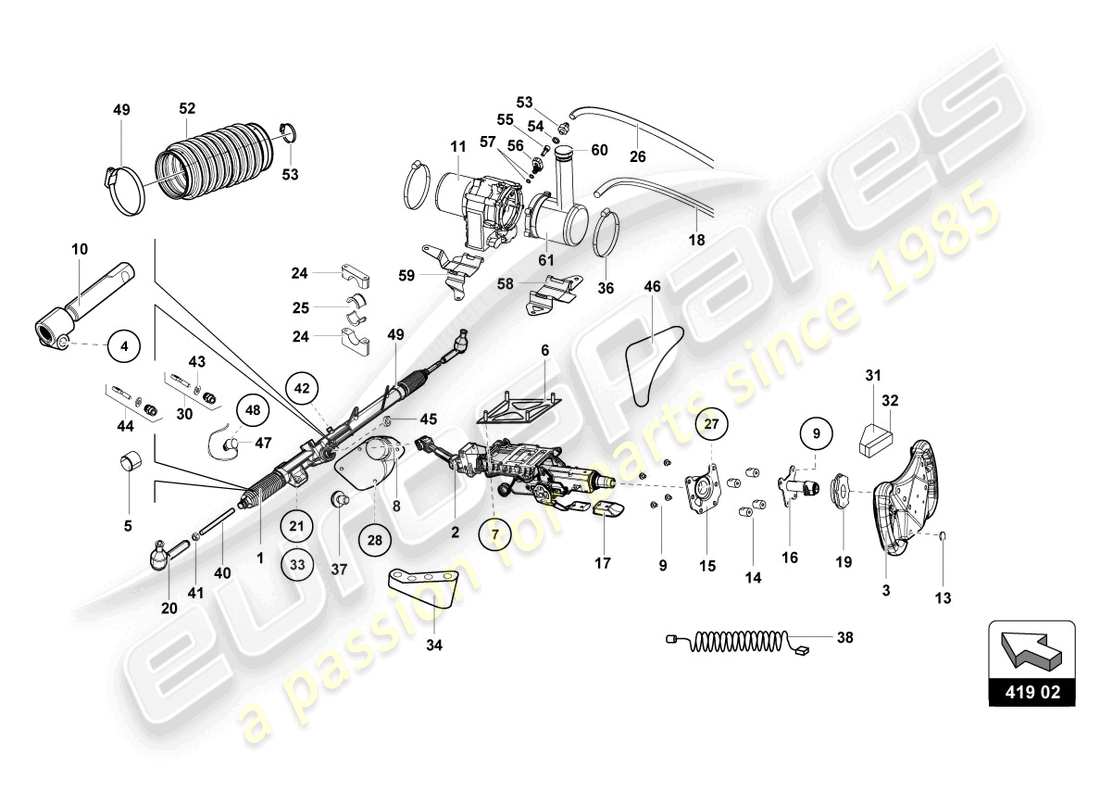 lamborghini super trofeo evo 2 (2022) diagramma della parte dello sterzo