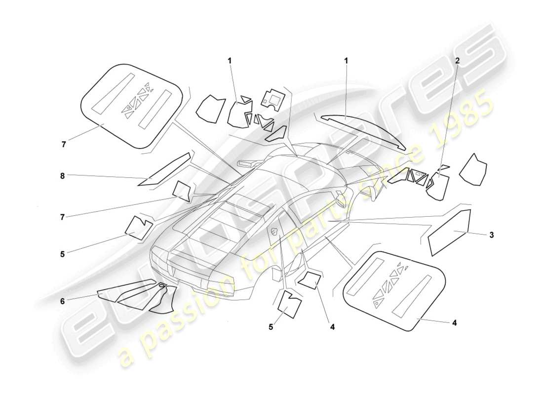 lamborghini lp640 coupe (2007) protezione fiamma schema delle parti