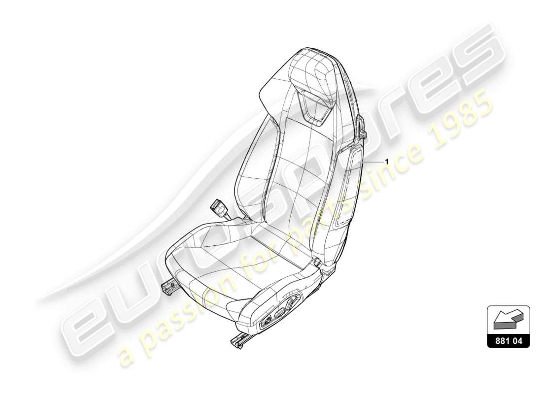 lamborghini evo spyder (2022) sedile 'rivestimento standard' diagramma delle parti