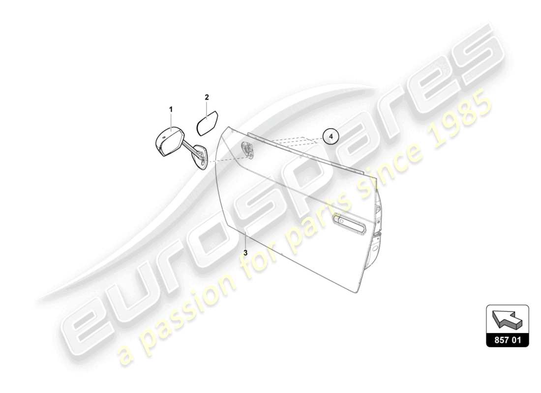 lamborghini super trofeo (2016) specchio retrovisore esterno schema delle parti