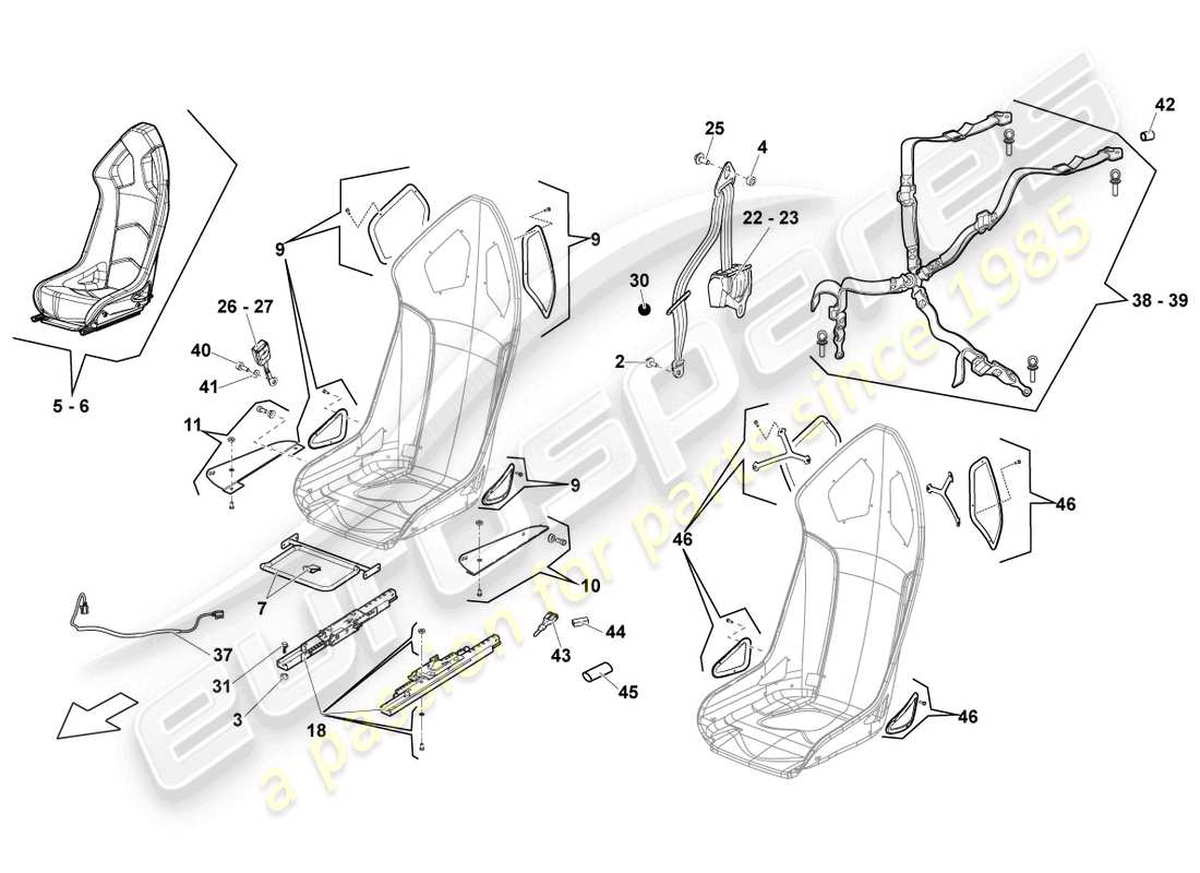 lamborghini lp550-2 coupe (2011) sedile sportivo diagramma delle parti