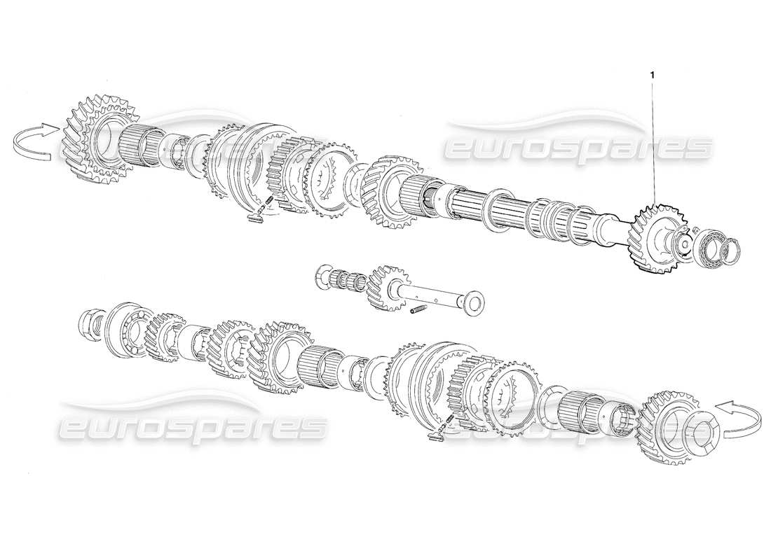 lamborghini diablo sv (1997) diagramma delle parti degli ingranaggi dell'albero condotto (valido per il canada - marzo 1997).