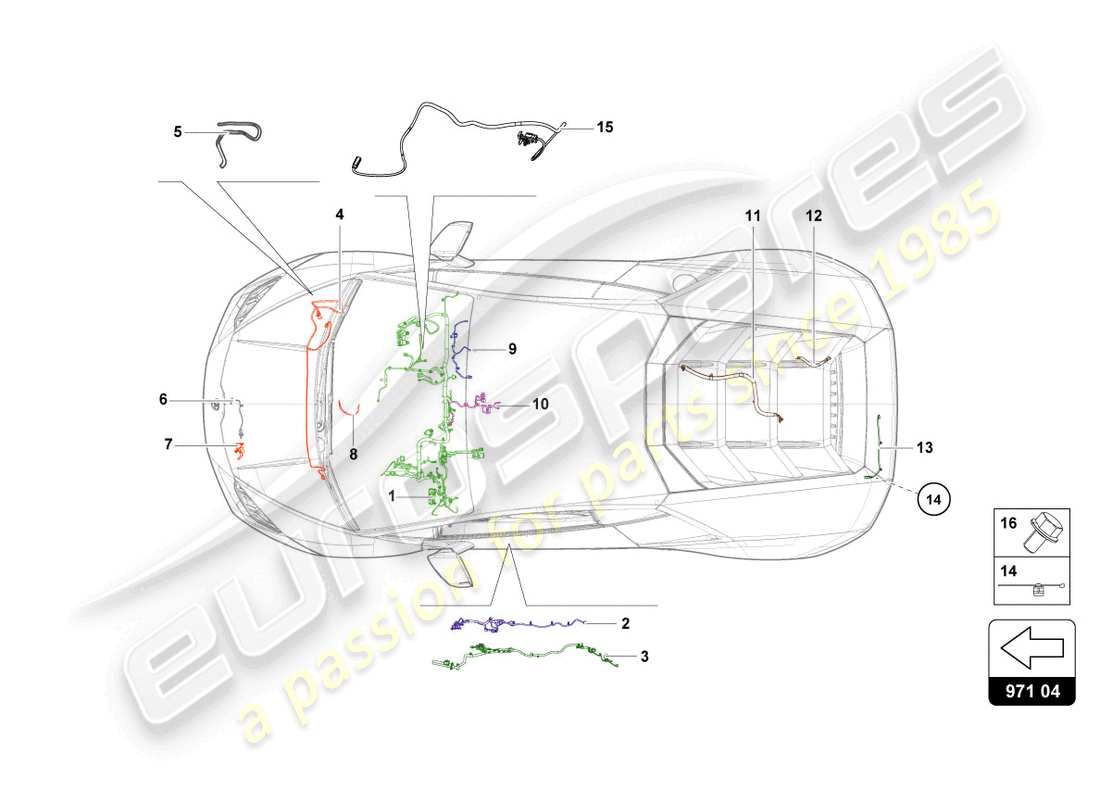 lamborghini tecnica (2023) cablaggio diagramma delle parti