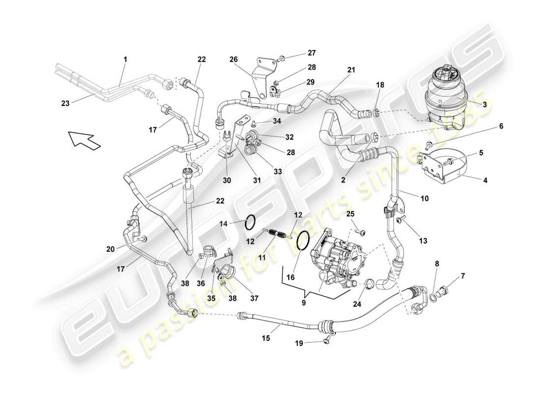 lamborghini blancpain sts (2013) sistema idraulico per il sistema di guida schema delle parti