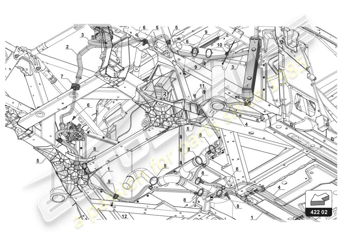 lamborghini gt3 (2017) diagramma delle parti del flusso ad alta pressione
