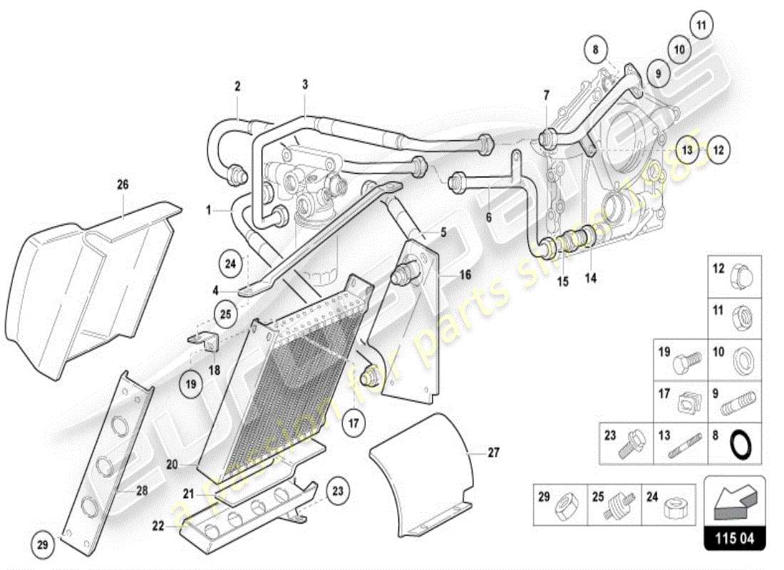 lamborghini diablo vt (1995) sistema dell'olio motore diagramma delle parti