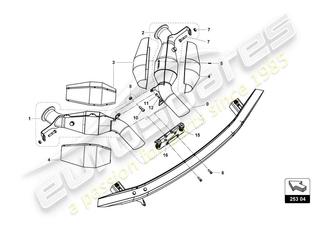 lamborghini super trofeo evo 2 (2022) diagramma delle parti marmitta