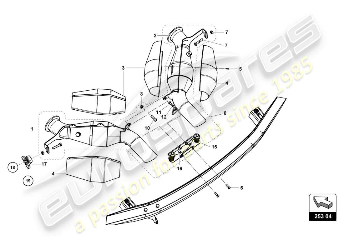 lamborghini super trofeo evo (2018) diagramma delle parti marmitta