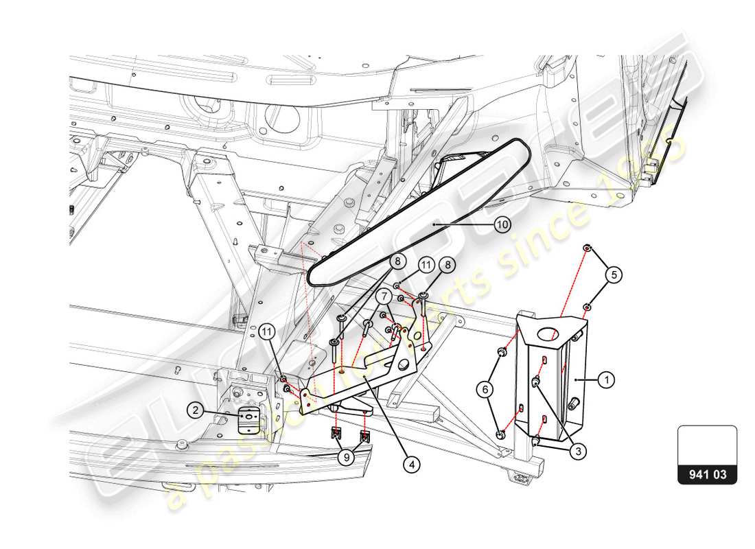 lamborghini 2022 (super trofeo evo 2) diagramma delle parti delle luci anteriori