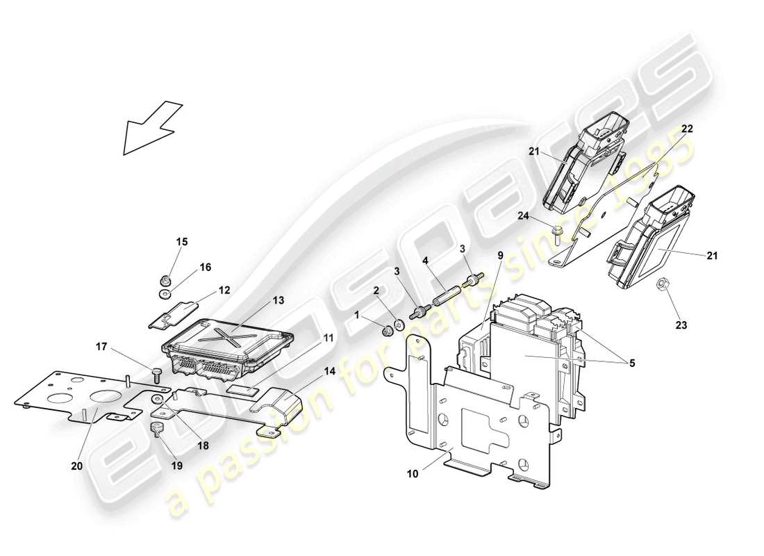 lamborghini lp640 roadster (2010) centralina motore schema delle parti