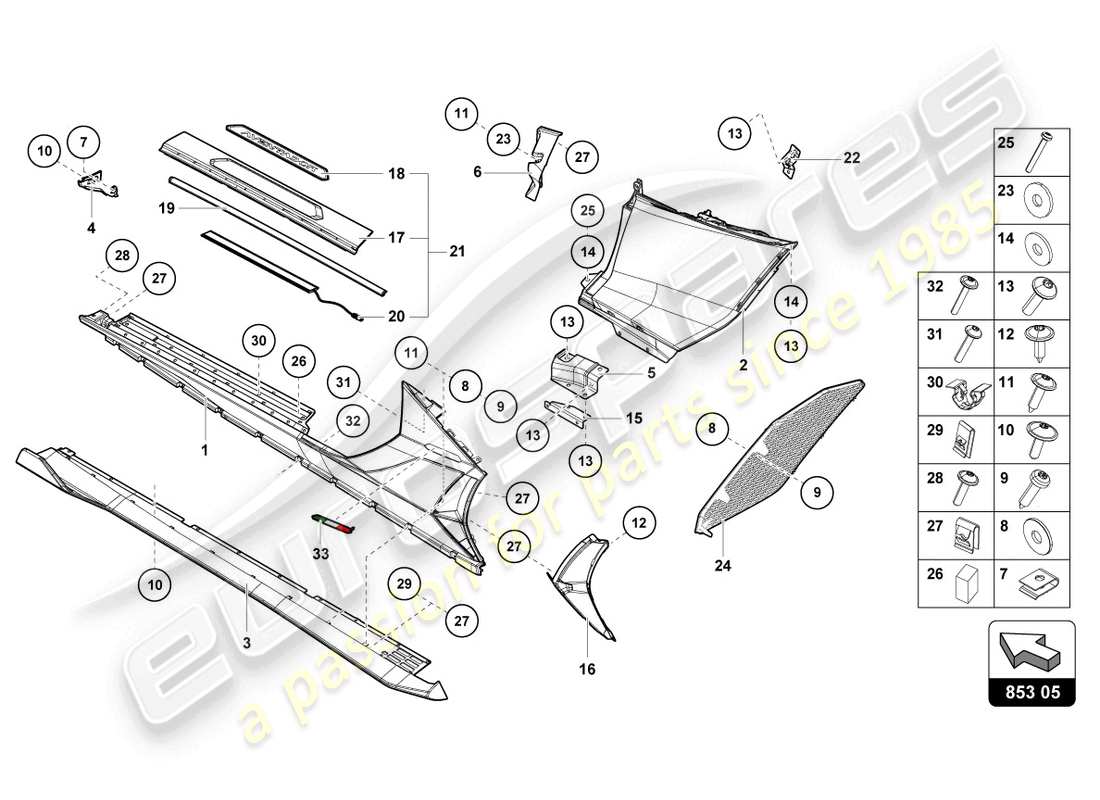 lamborghini lp770-4 svj coupe (2022) lato esterno inferiore per passaruota schema parte