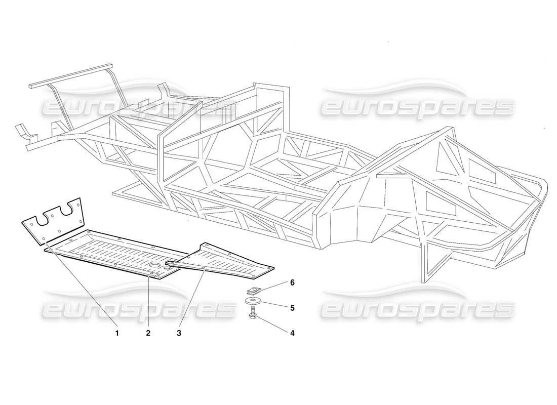 lamborghini diablo (1991) elementi del telaio (valido per la versione svizzera - ottobre 1991) diagramma delle parti