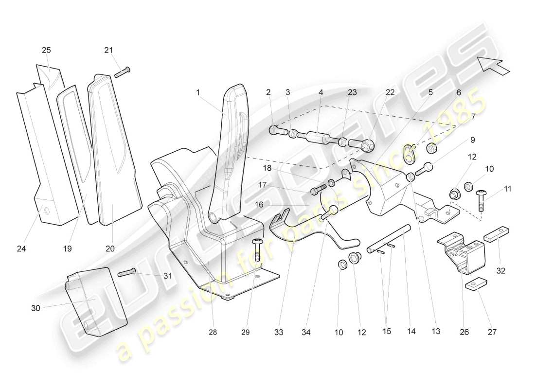 lamborghini gallardo spyder (2007) pedale dell'acceleratore diagramma delle parti