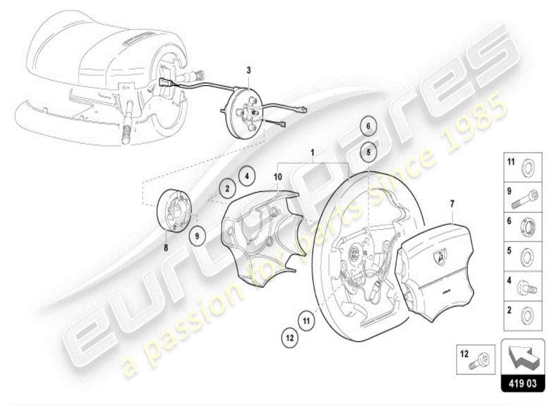 lamborghini diablo vt (1998) volante diagramma delle parti