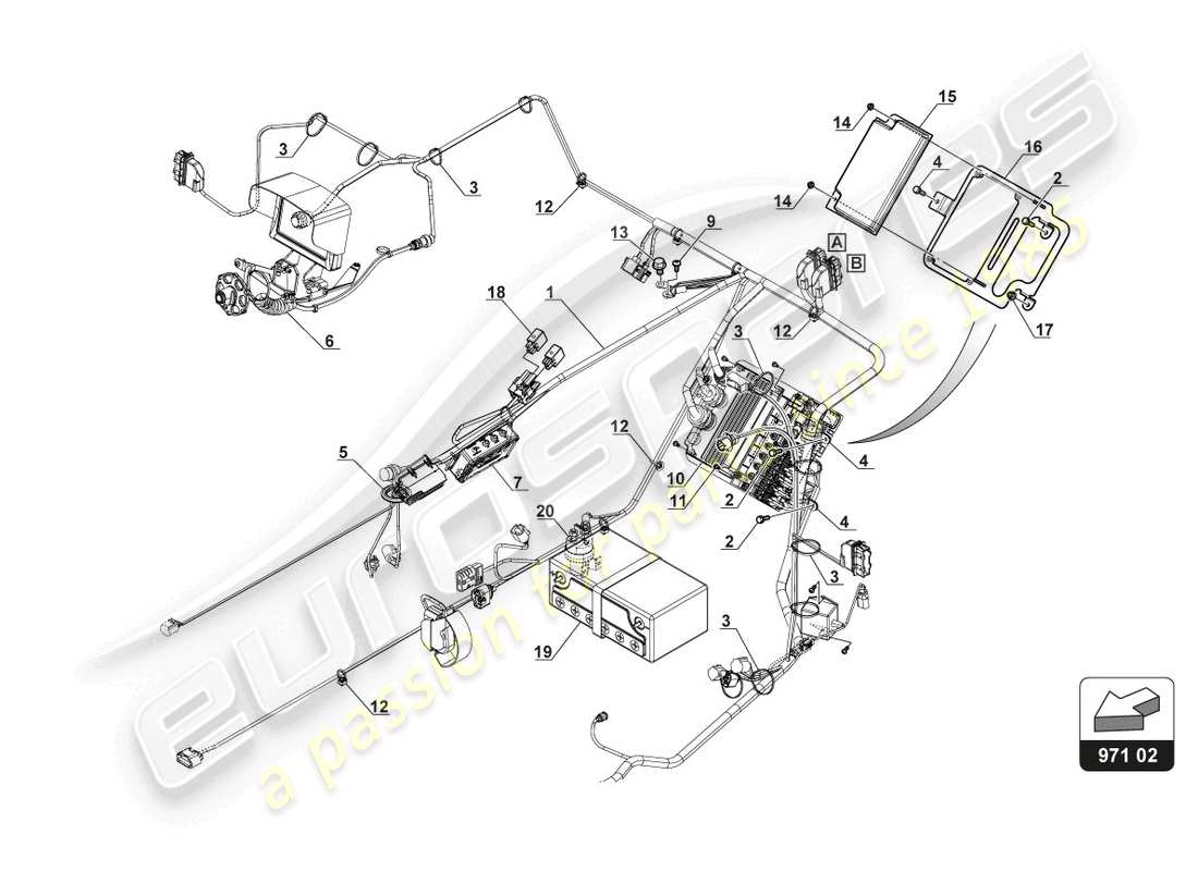 lamborghini gt3 (2017) diagramma delle parti del telaio