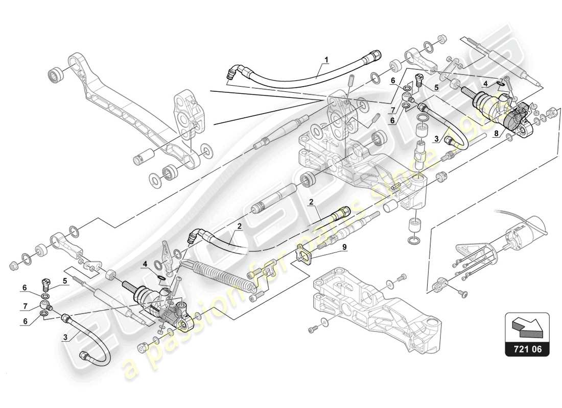 lamborghini 2018 (gt3 evo) meccanismo del pedale schema delle parti