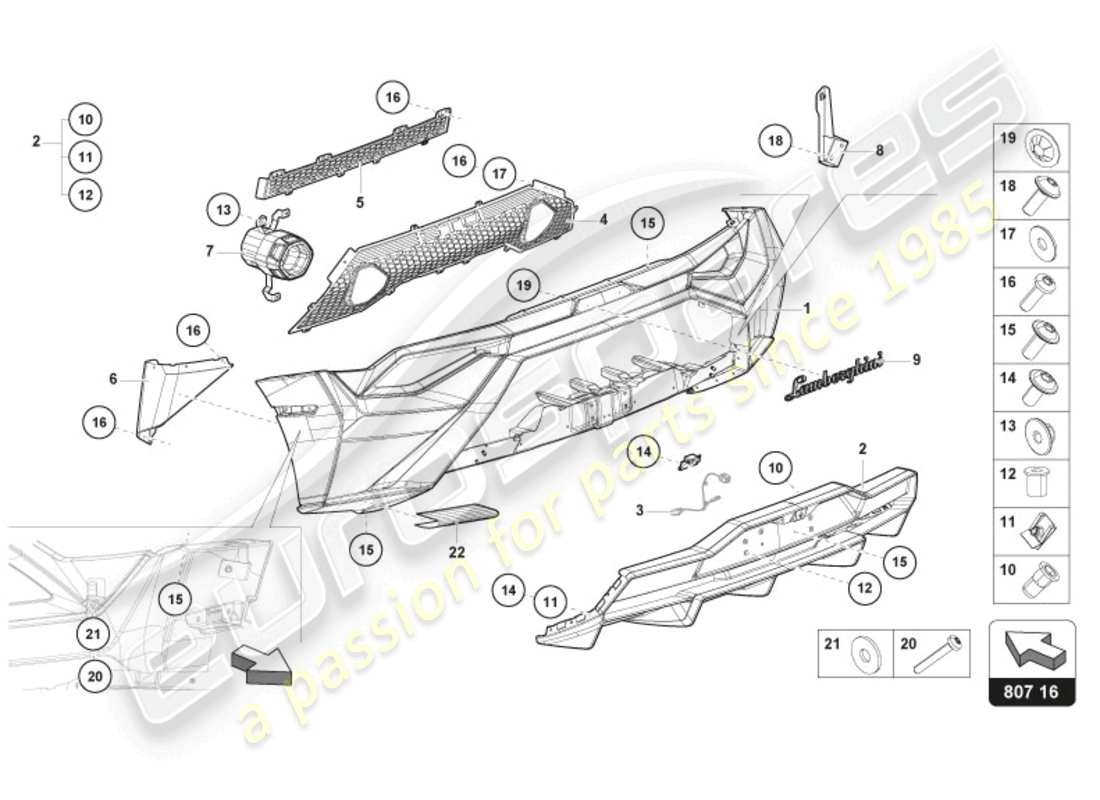 lamborghini sto (2024) schema delle parti paraurti posteriore