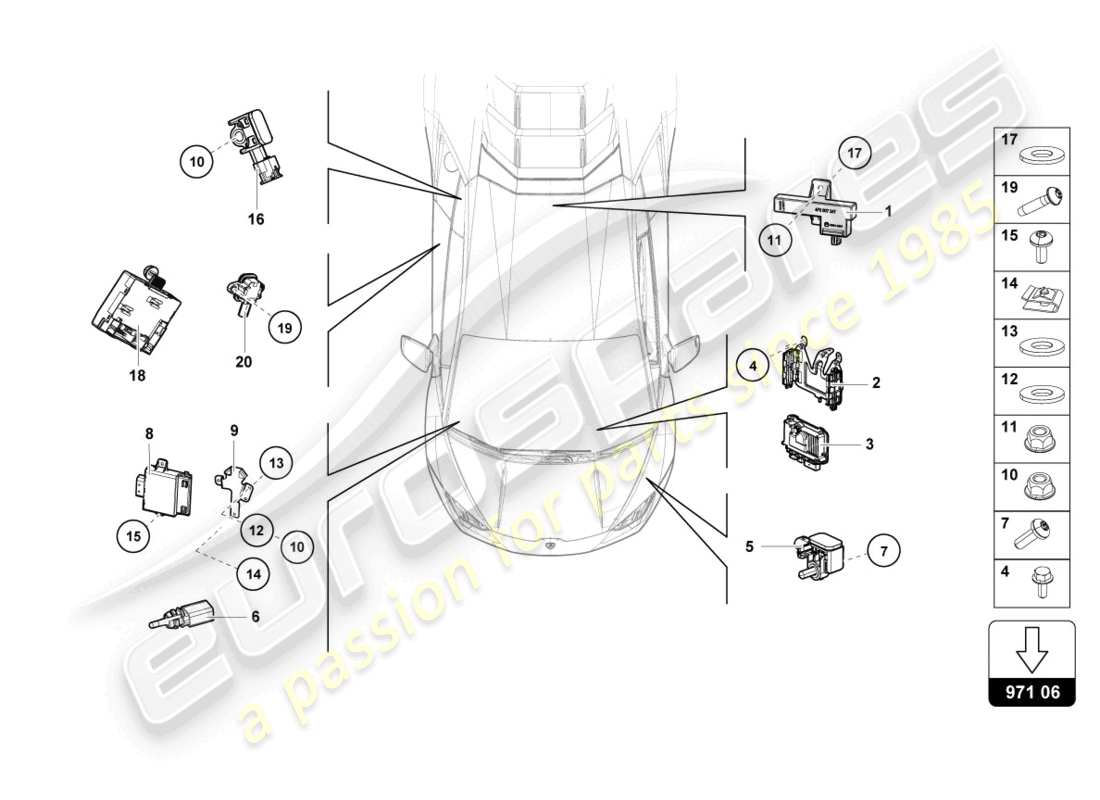lamborghini evo spyder 2wd (2022) centralina diagramma delle parti