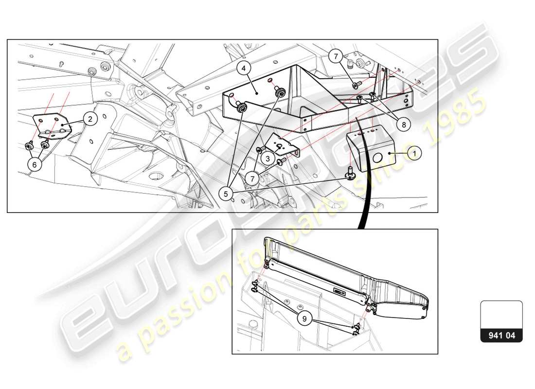 lamborghini super trofeo evo 2 (2022) fanali posteriori schema delle parti