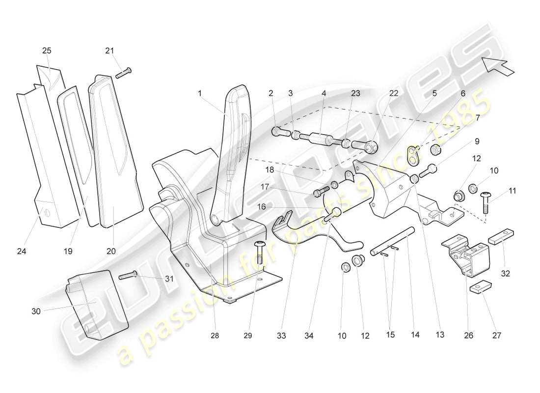 lamborghini gallardo coupe (2007) pedale dell'acceleratore diagramma delle parti