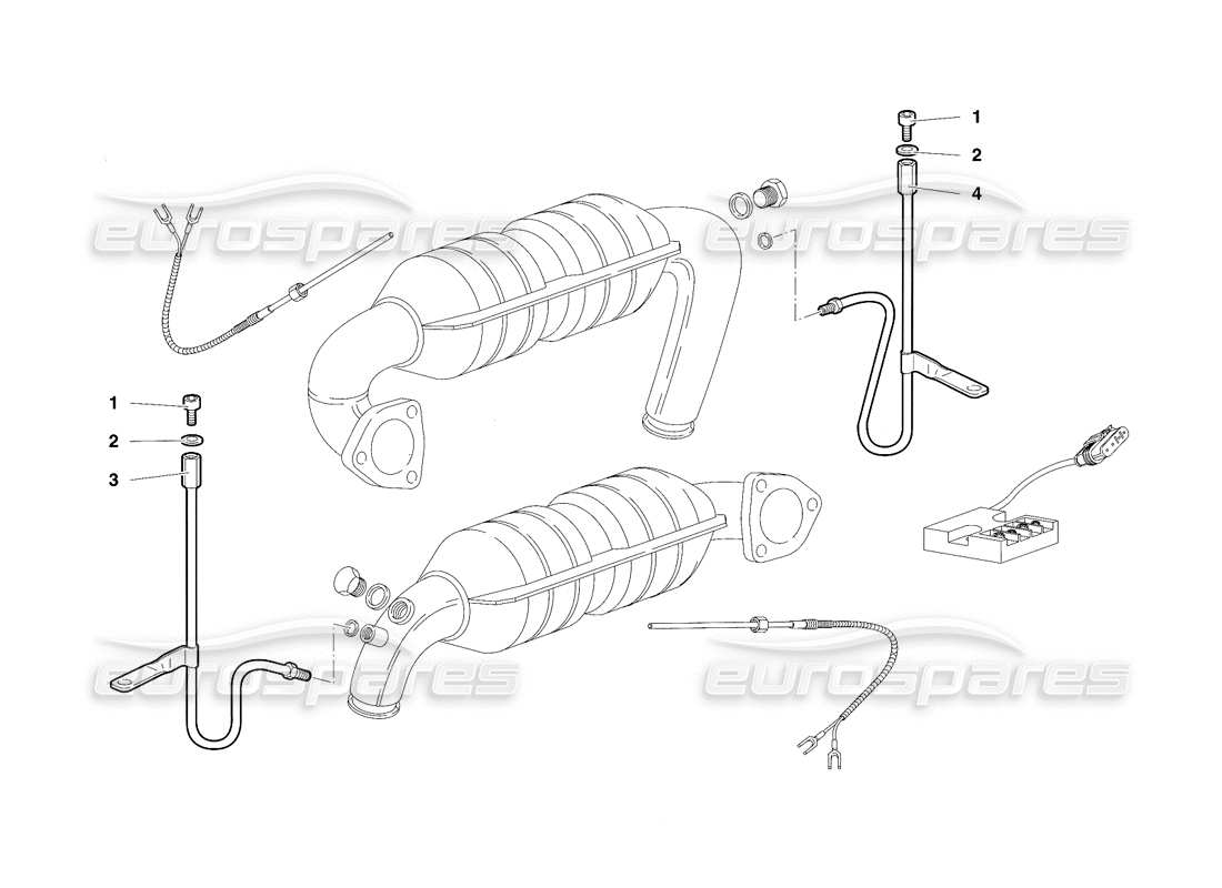 lamborghini diablo se30 (1995) schema delle parti dell'impianto di scarico (valido per la svizzera - gennaio 1995).