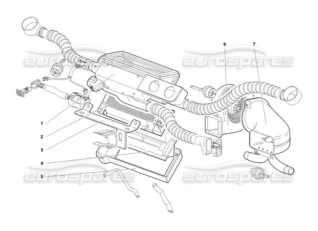 lamborghini diablo sv (1998) controllo del clima (valido per il regno unito - novembre 1998) diagramma delle parti