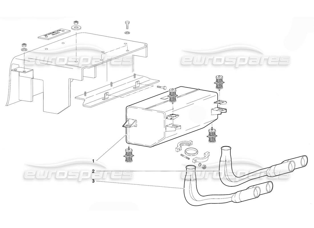 lamborghini diablo (1991) schema delle parti del sistema di scarico (valido per la versione svizzera - ottobre 1991).