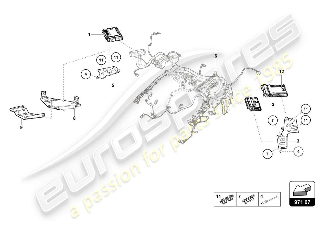 lamborghini tecnica (2023) unità di controllo motore diagramma delle parti