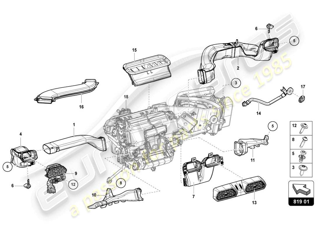 lamborghini urus performante (2024) sfogo diagramma delle parti
