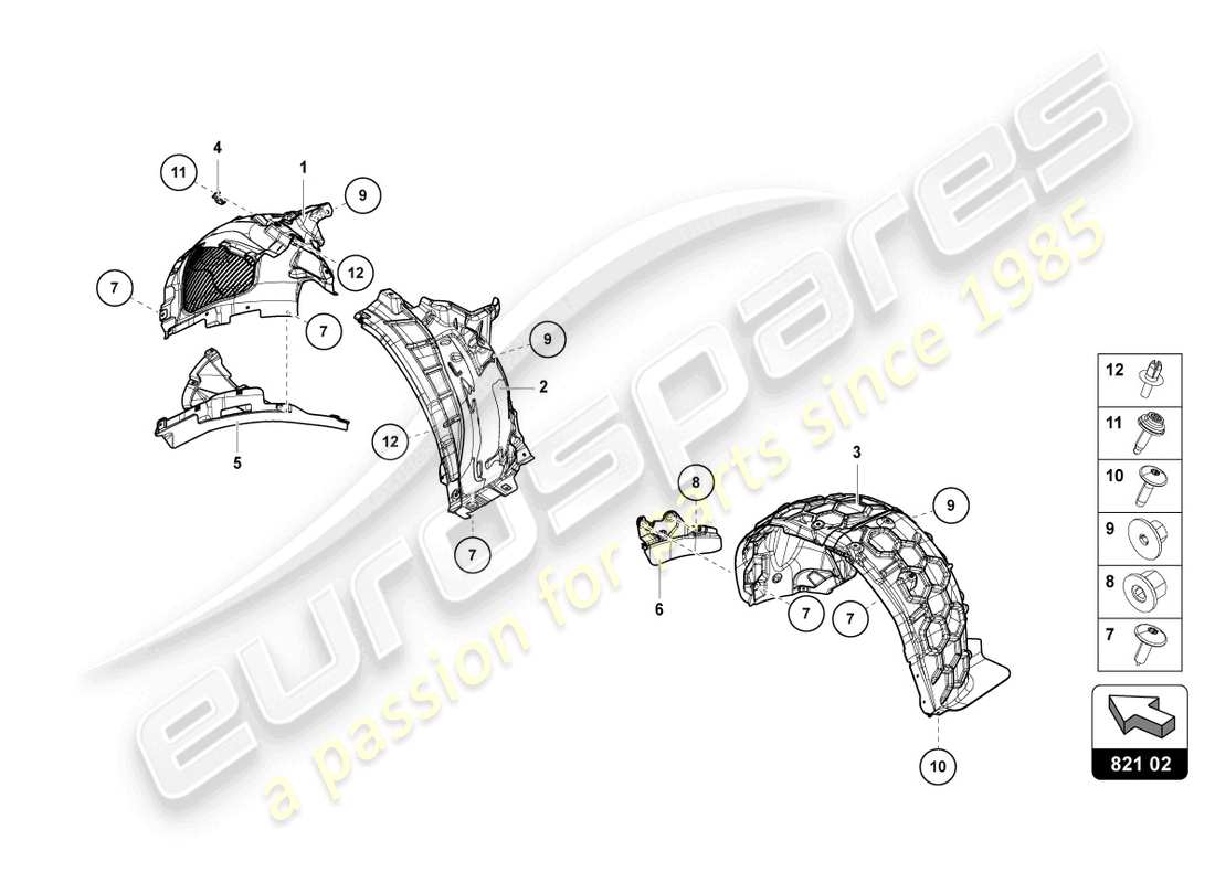 lamborghini urus performante (2024) rivestimento del passaruota diagramma delle parti