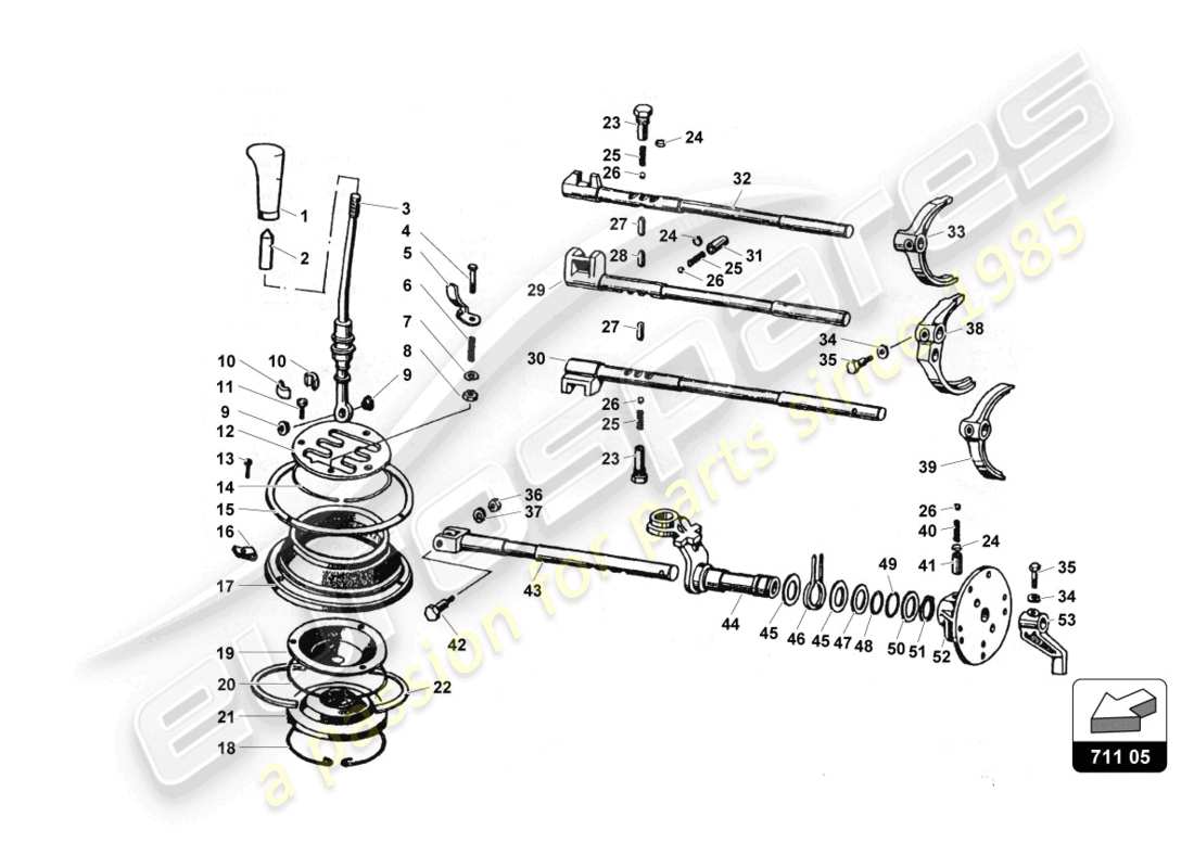 lamborghini countach 25th anniversary (1989) diagramma delle parti set leva