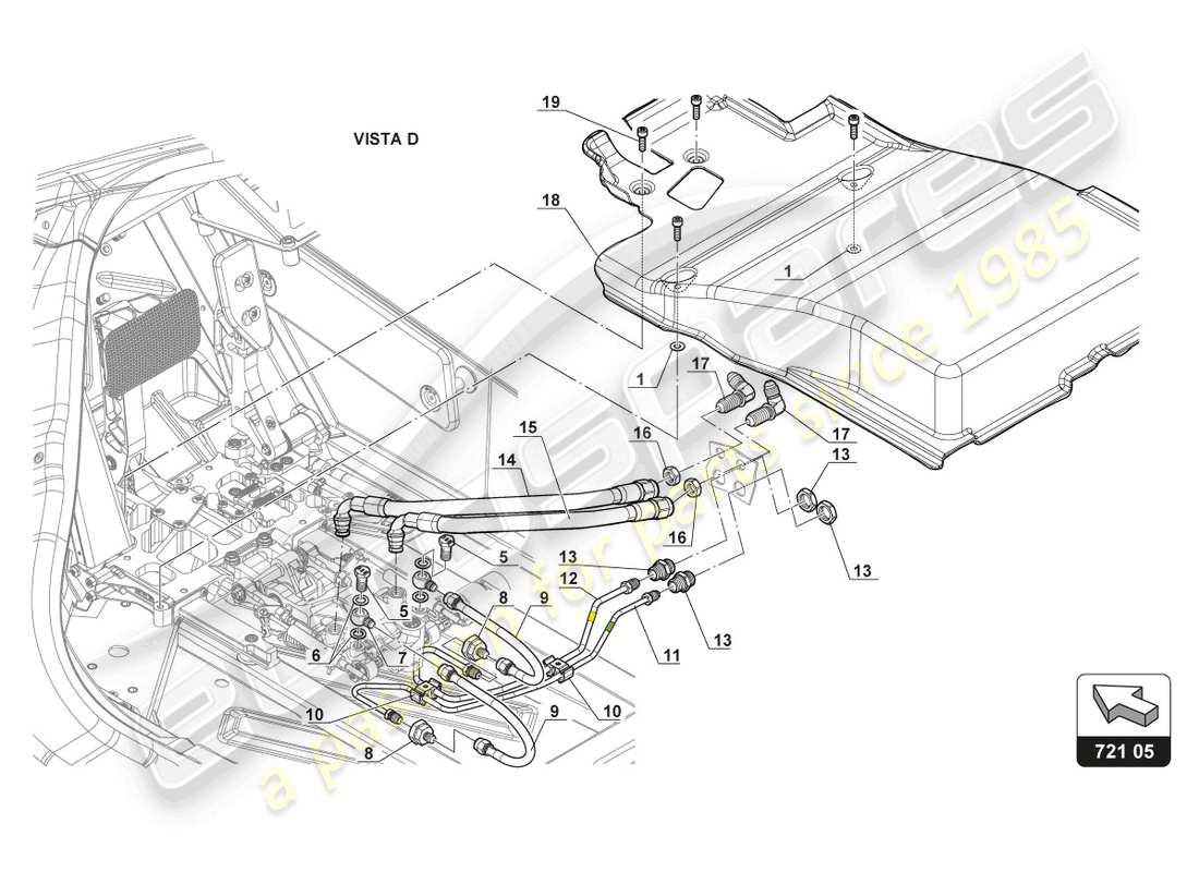 lamborghini gt3 (2017) meccanismo del pedale schema delle parti