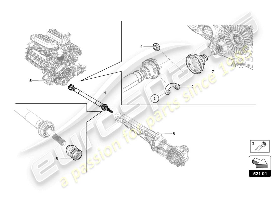 lamborghini 2024 (sterrato) diagramma delle parti dell'albero di trasmissione