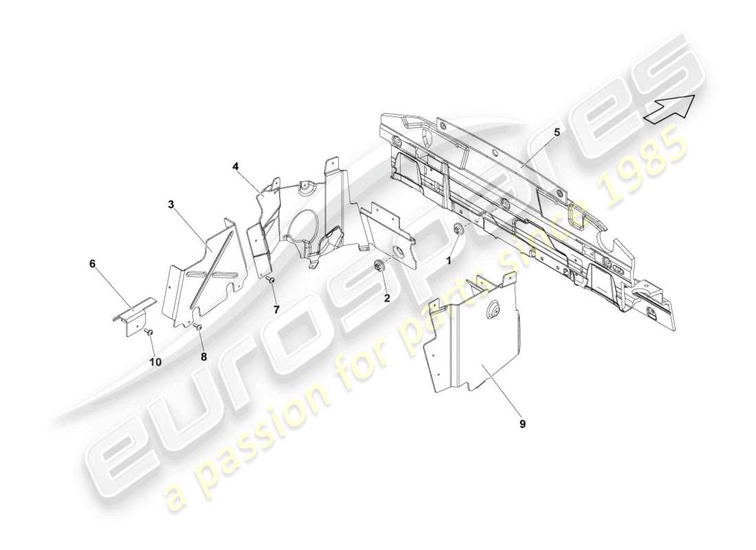 lamborghini lp560-4 coupe (2009) schema delle parti dello scudo calore