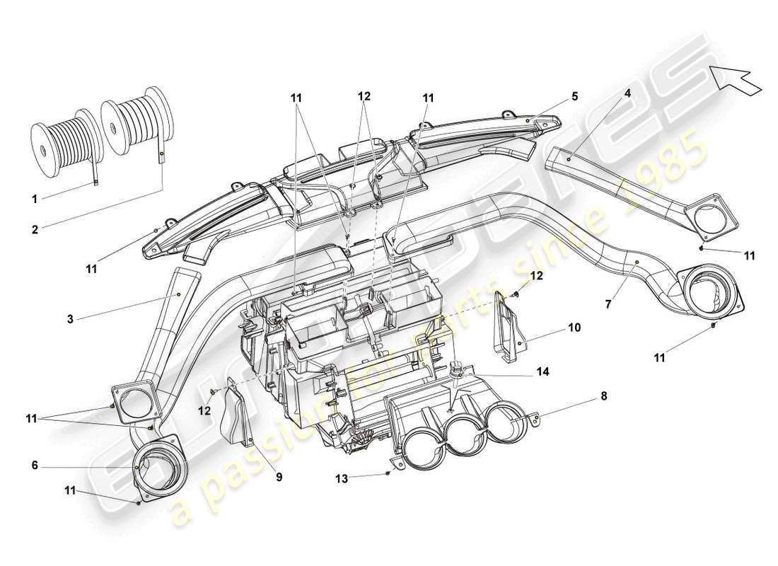 lamborghini lp560-4 spider (2012) impianto di riscaldamento e ventilazione diagramma delle parti