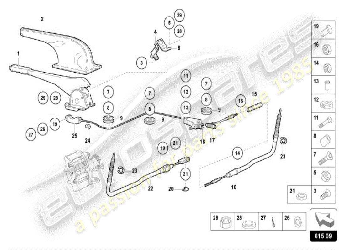 lamborghini diablo vt (1998) freno a mano diagramma delle parti