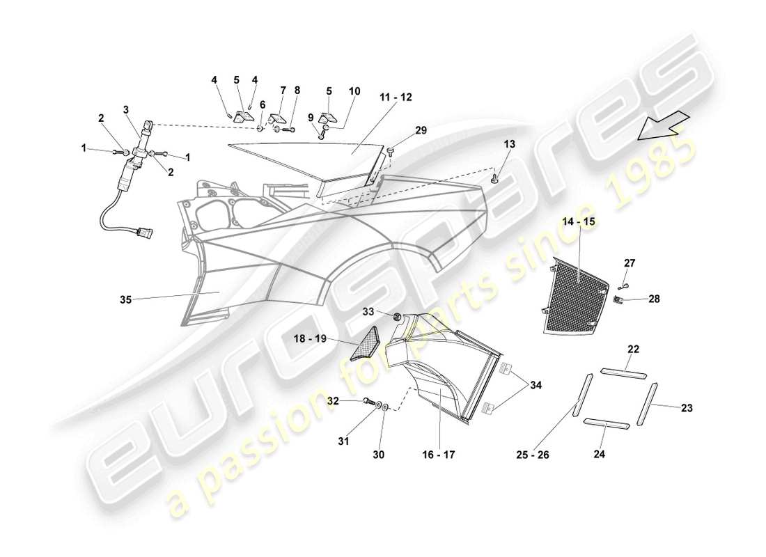 lamborghini reventon roadster rivestimento del pannello laterale diagramma delle parti