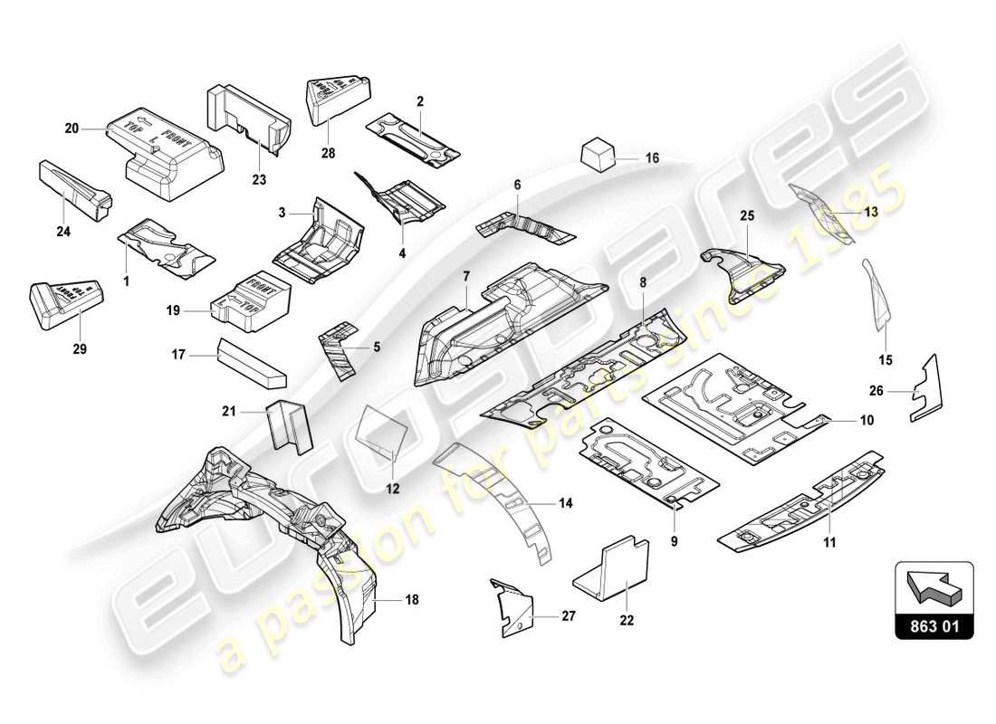 lamborghini urus s (2023) smorzamento diagramma delle parti