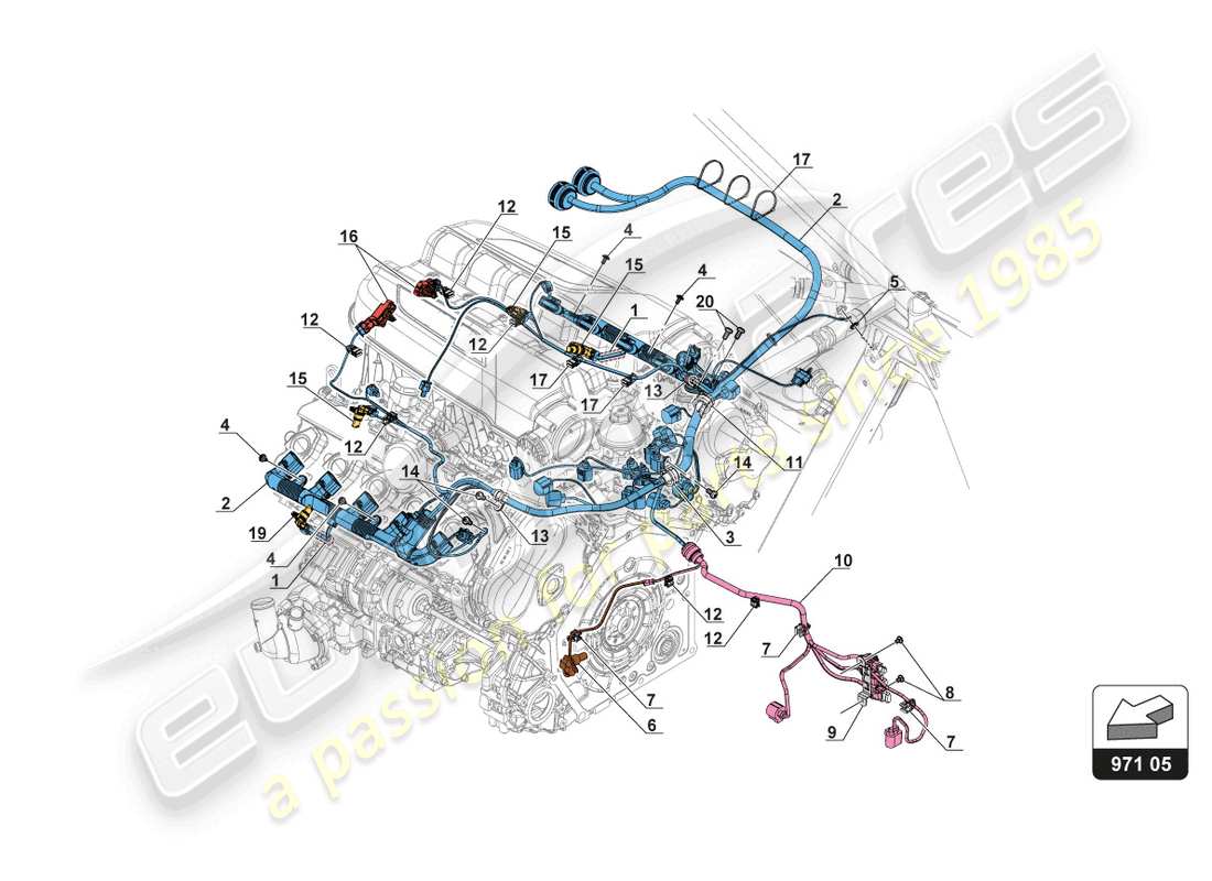 lamborghini gt3 (2017) diagramma delle parti del telaio motore