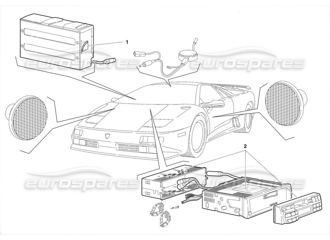 lamborghini diablo se30 (1995) diagramma delle parti dell'apparecchio radio (valido per gli usa - gennaio 1995).