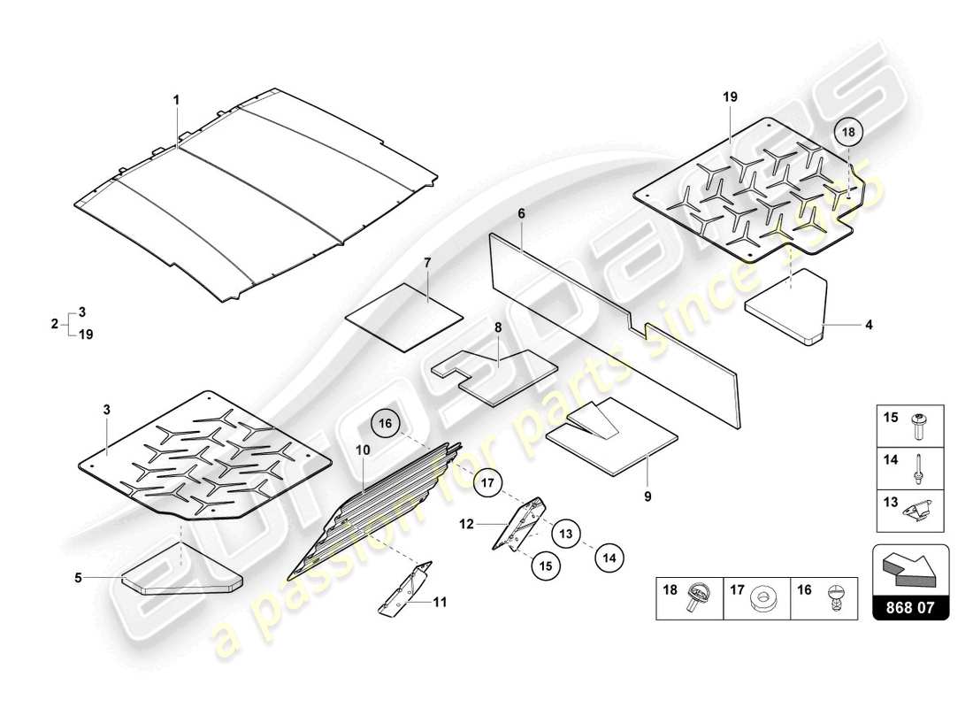 lamborghini lp770-4 svj roadster (2022) decorazione interna schema delle parti