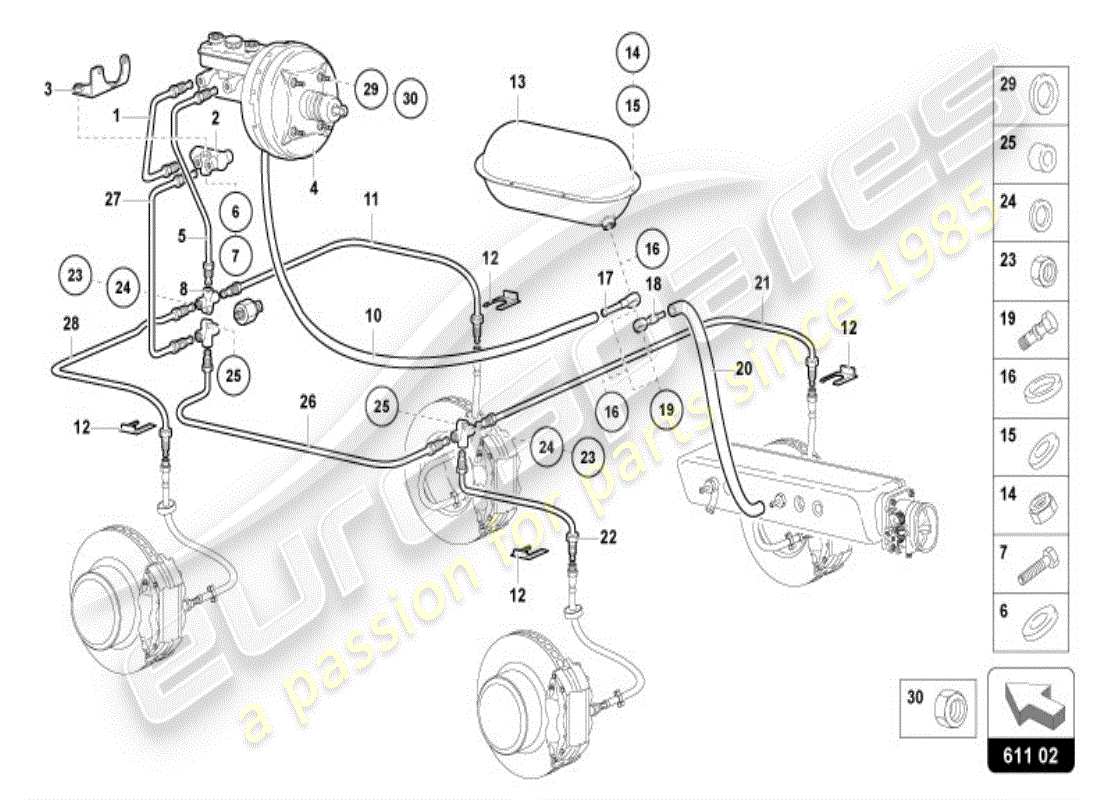 lamborghini diablo vt (1995) pompa a vuoto per servo freno schema delle parti