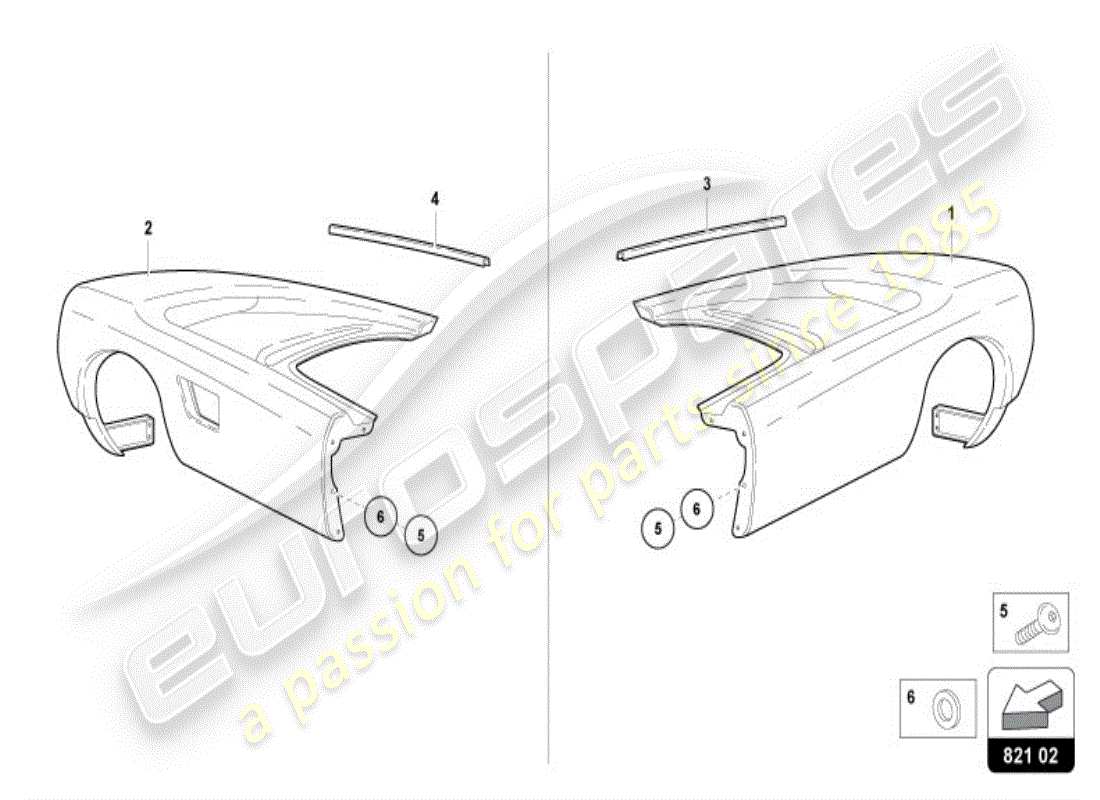 lamborghini diablo vt (1995) protezione ala posteriore diagramma delle parti