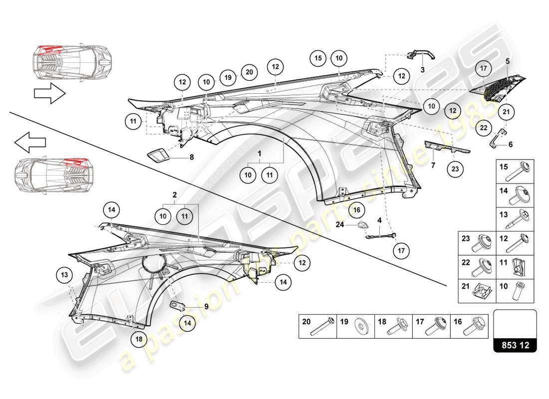 lamborghini sto (2022) diagramma delle parti dell'ala