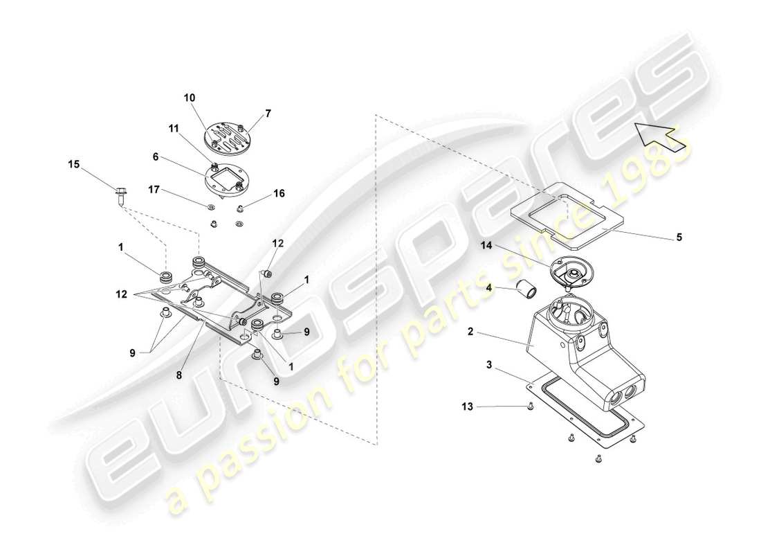 lamborghini lp560-4 spider (2009) alloggiamento del selettore diagramma delle parti